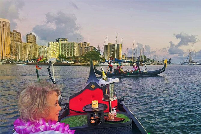 Valentine's Private Gondola Cruise in Waikiki with Drinks, Pastry - Sunset and evening departures at three set times