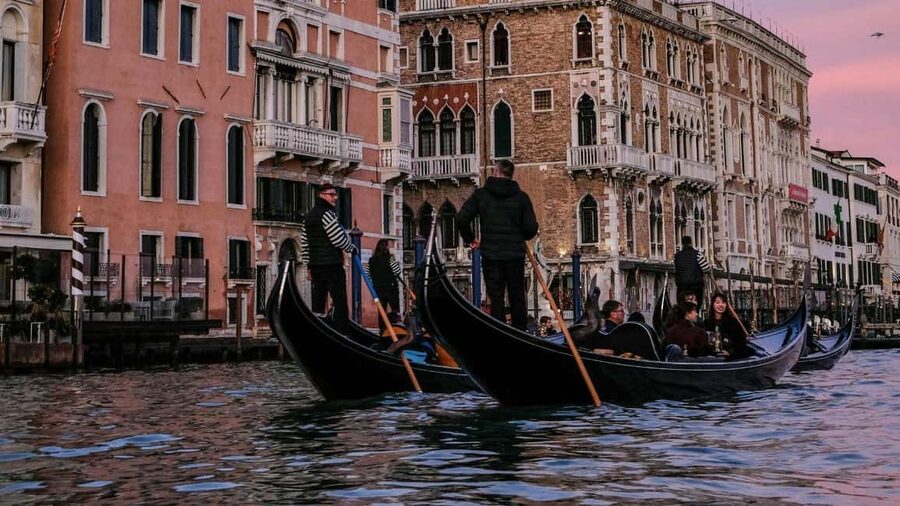 Venice: Shared Gondola Ride at Sunset - Setting off near St. Mark’s Square